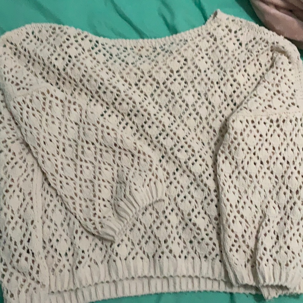 White crochet sweater
